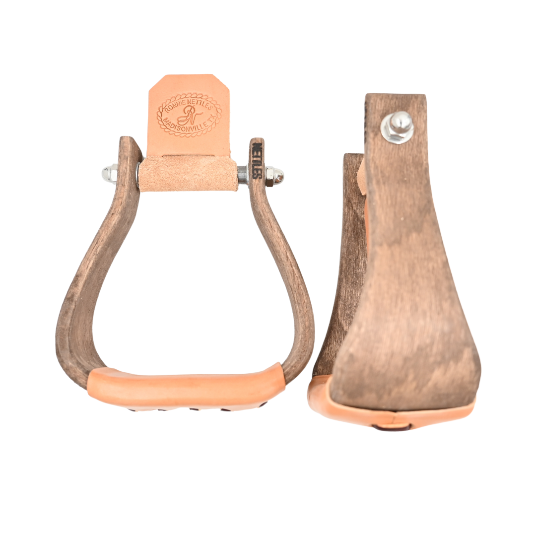 Nettles 3" "The Chisholm" Oversize All Purpose Mahogany Wooden Stirrups