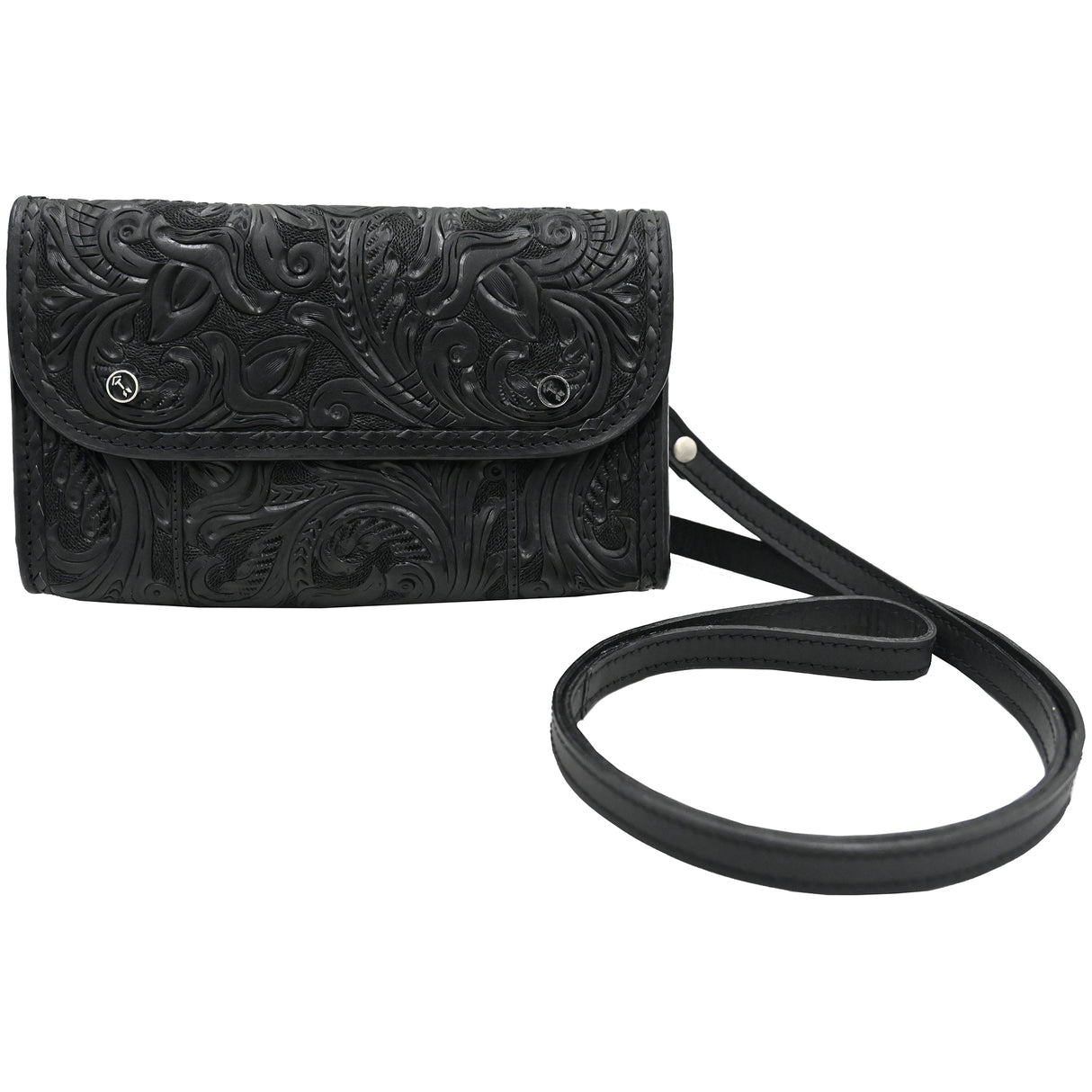 Rafter T Ranch Co. Black Tooled Leather Waist Bag/Crossbody Purse
