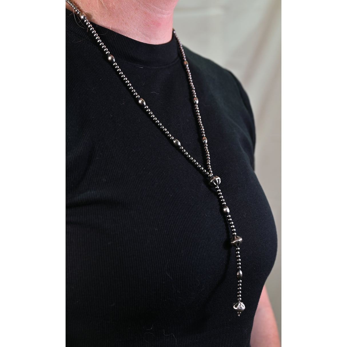 The Marley Lariat Necklace with Multi Shaped Stones