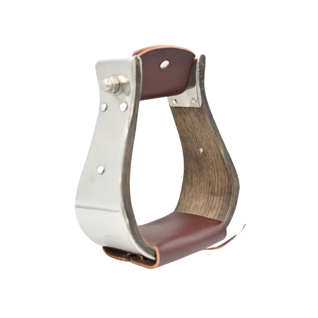 Partrade Open Range 3 1/4" Stainless Bound Dark Wood Stirrups