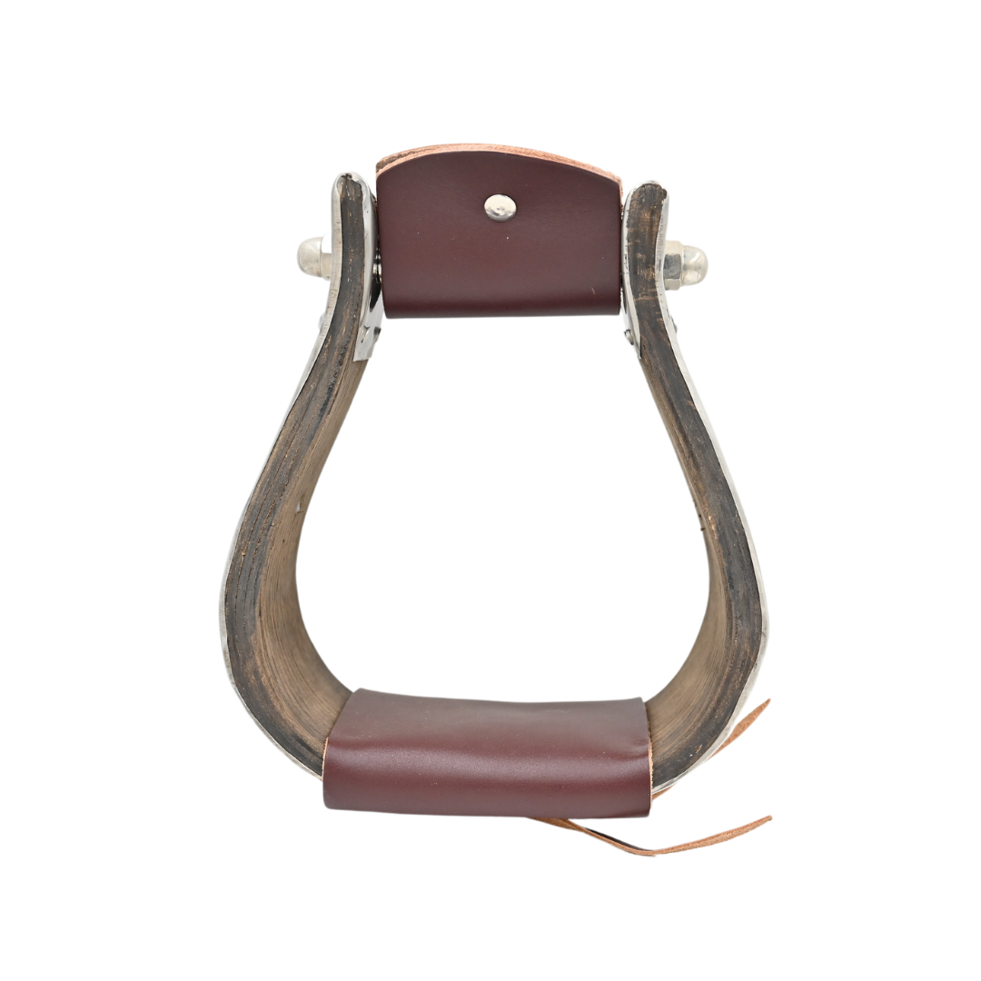 Partrade Open Range 3 1/4" Stainless Bound Dark Wood Stirrups