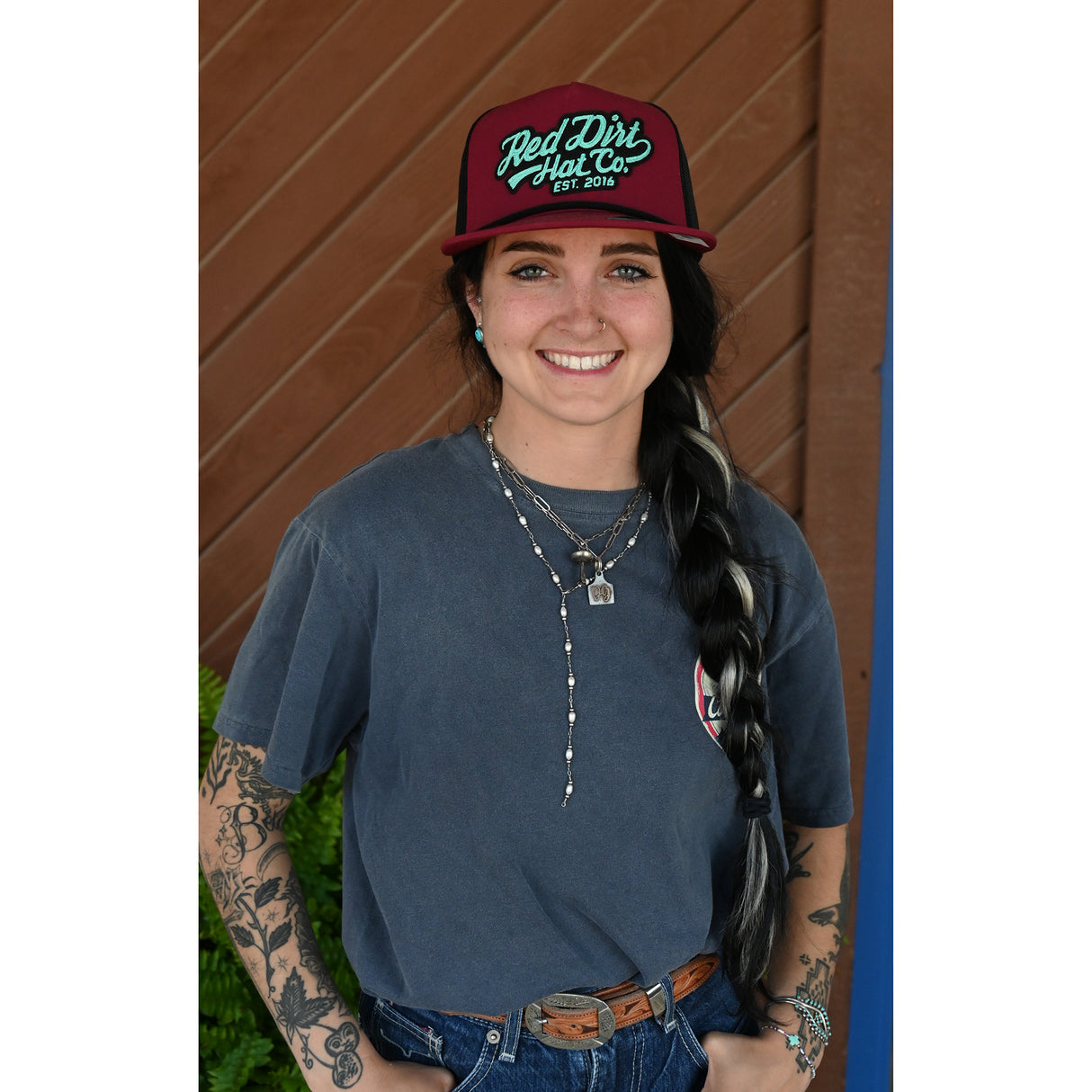 Red Dirt Hat Co. Off the Vine Burgundy and Black Mesh Cap