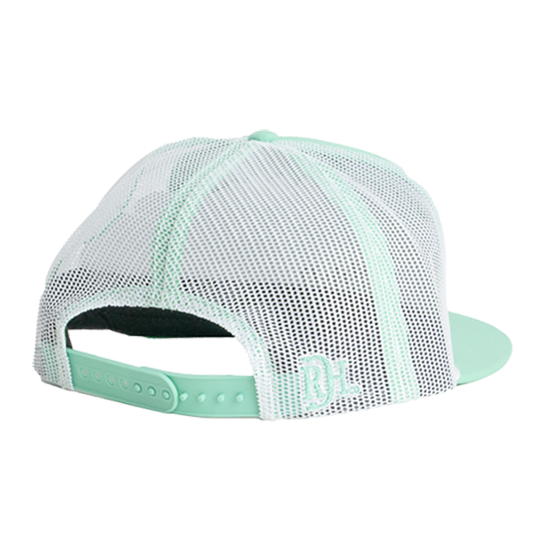 Red Dirt Hat Co. Papa Teal and White Mesh Flatbill Cap