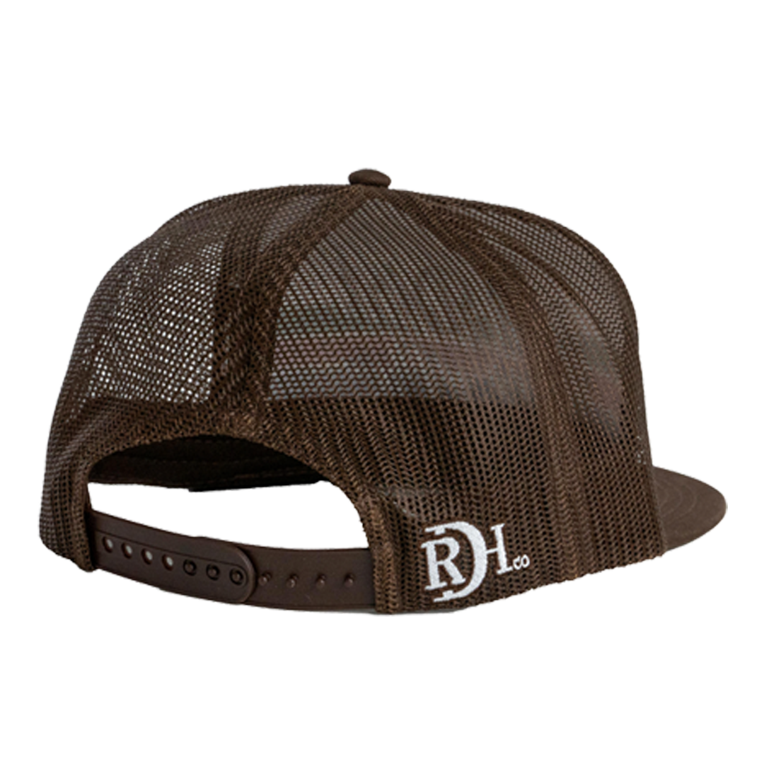 Red Dirt Hat Co. Broadhead White and Brown Mesh Flatbill Cap
