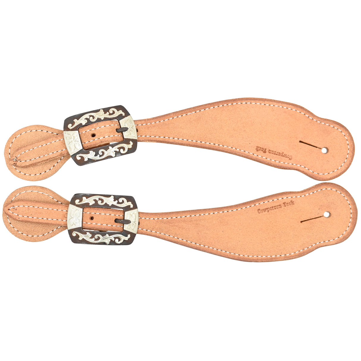 Cowperson Tack Men's Roughout Spur Straps with Browned Vine Buckles