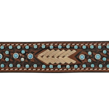 Rafter T Ranch Co. Dog Collar with Turquoise Spots and Rawhide Arrows