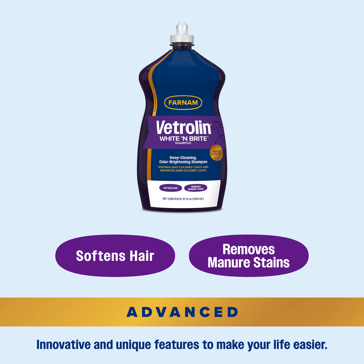 Farnam Vetrolin White 'N Brite Deep-Cleaning Color-Brightening Shampoo- 32oz.