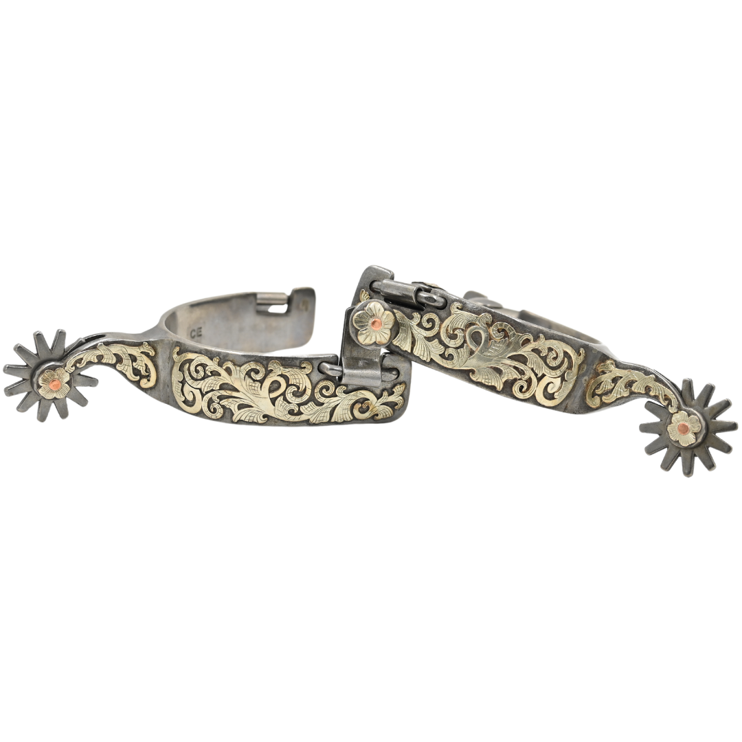Classic Equine Performance Horse Spurs with Scroll Overlay- 12pt