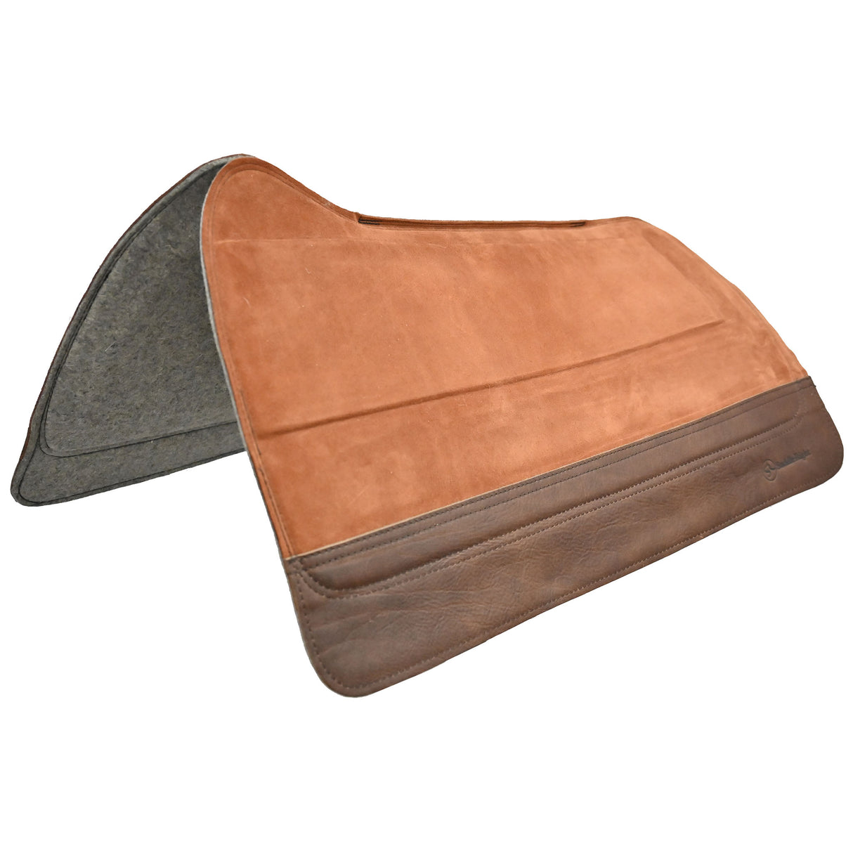 SaddleRight 5/8"Western Deluxe Mahogany Saddle Pad with Chocolate Wear Leathers- 30"x32"