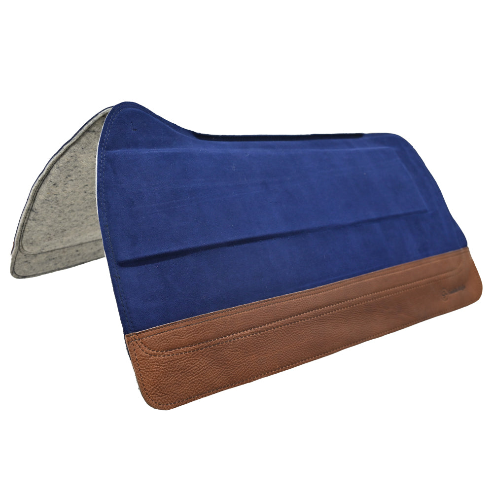 SaddleRight 3/4"Western Deluxe Legacy Navy Saddle Pad with Mahogany Wear Leathers- 32"x32"