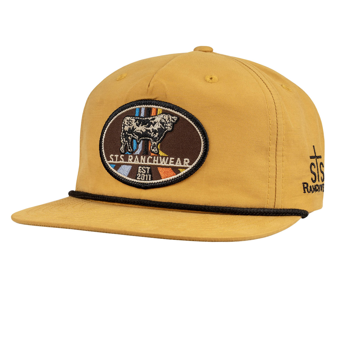 STS Ranchwear Biscuit Flat Bill Trucker Cap with Bull Patch