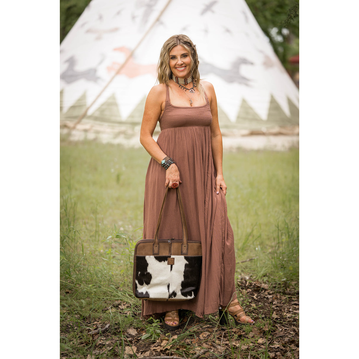 STS Ranchwear Cowhide Laptop Shopper Bag