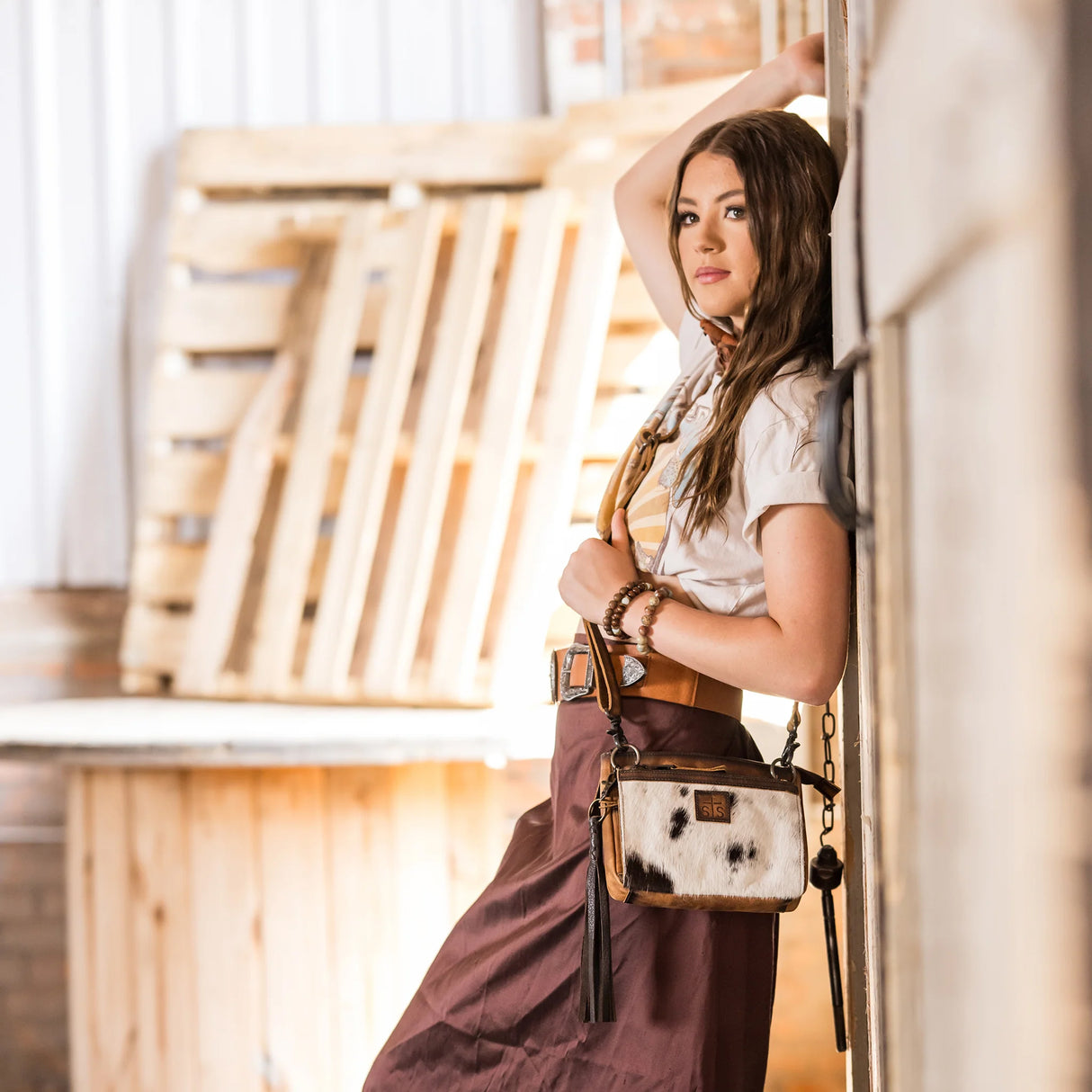 STS Ranchwear Guadalupe Cowhide Lily Crossbody Purse