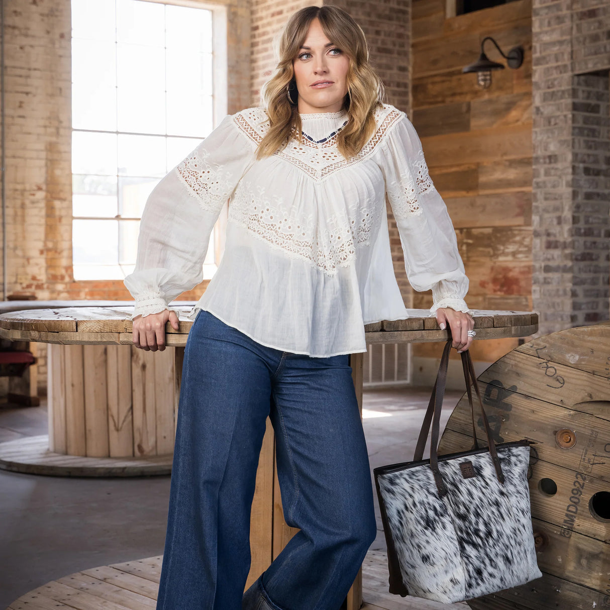 STS Ranchwear Cowhide Laptop Tote