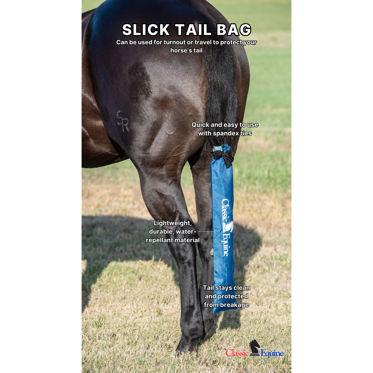 Classic Equine Black Slick Tail Bag