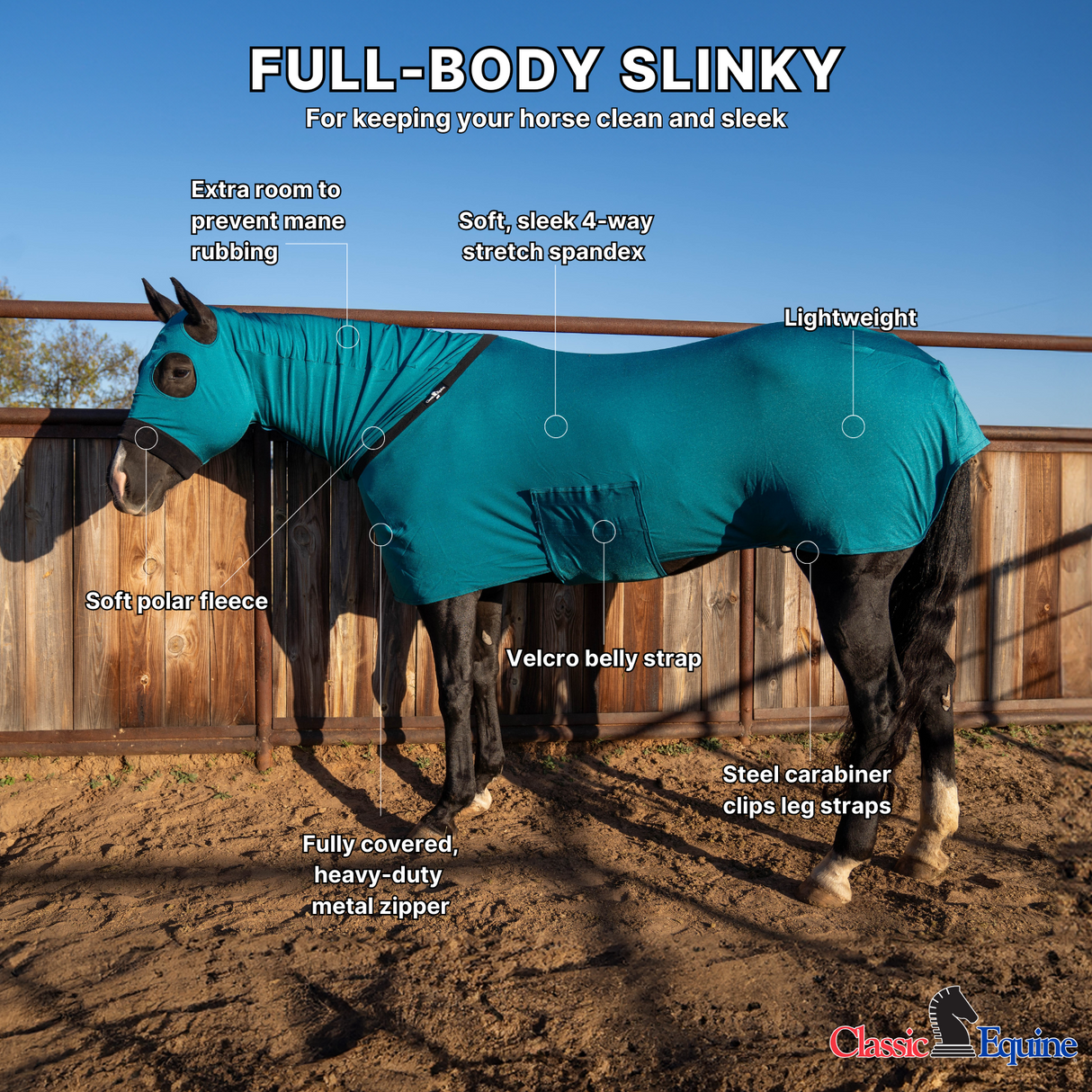 Classic Equine Full Body Slinky- Teal Green