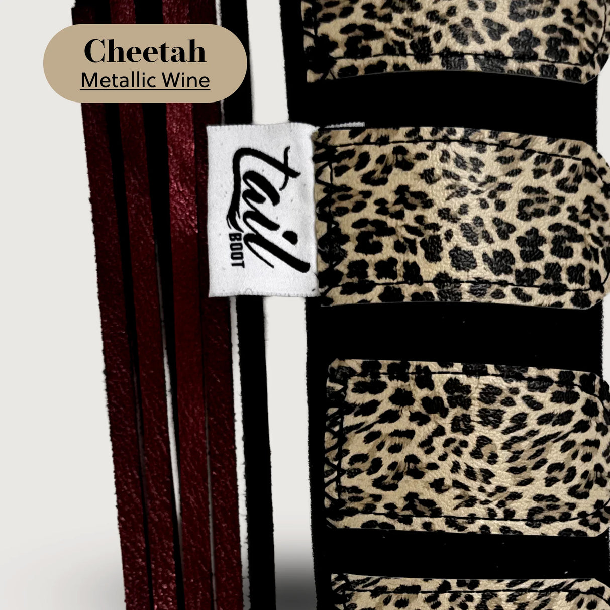 The Tail Boot Boujee Boot- Cheetah with Metallic Wine Swisher