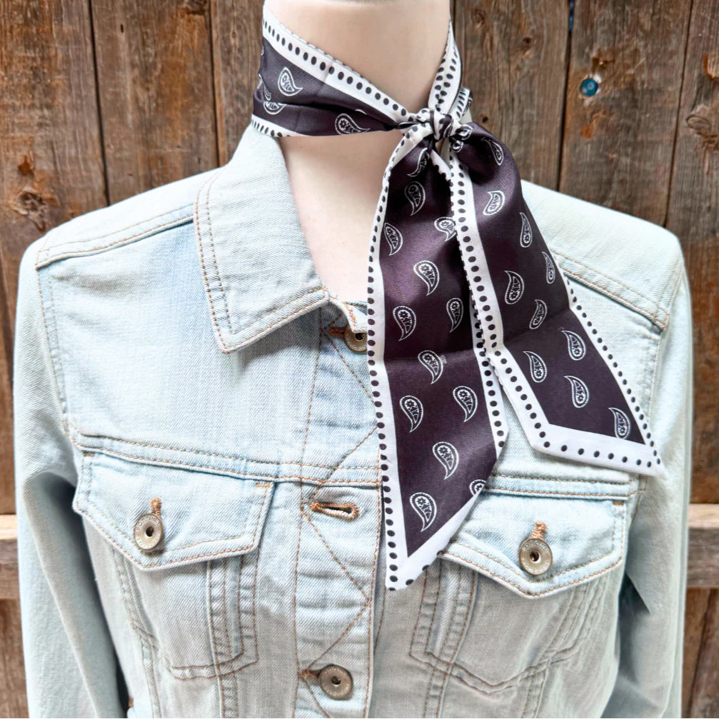 Rodeo Drive Black and White Paisley Print Twilly