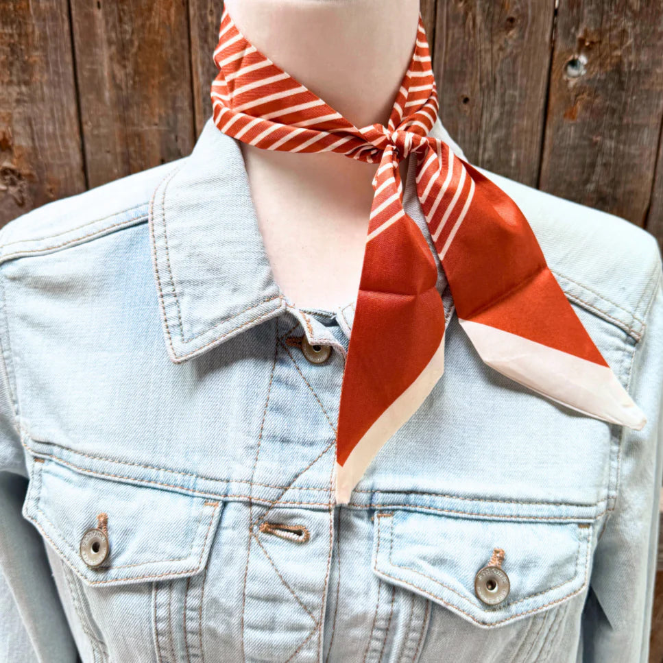 Rodeo Drive Burnt Orange and Cream Stripe Twilly