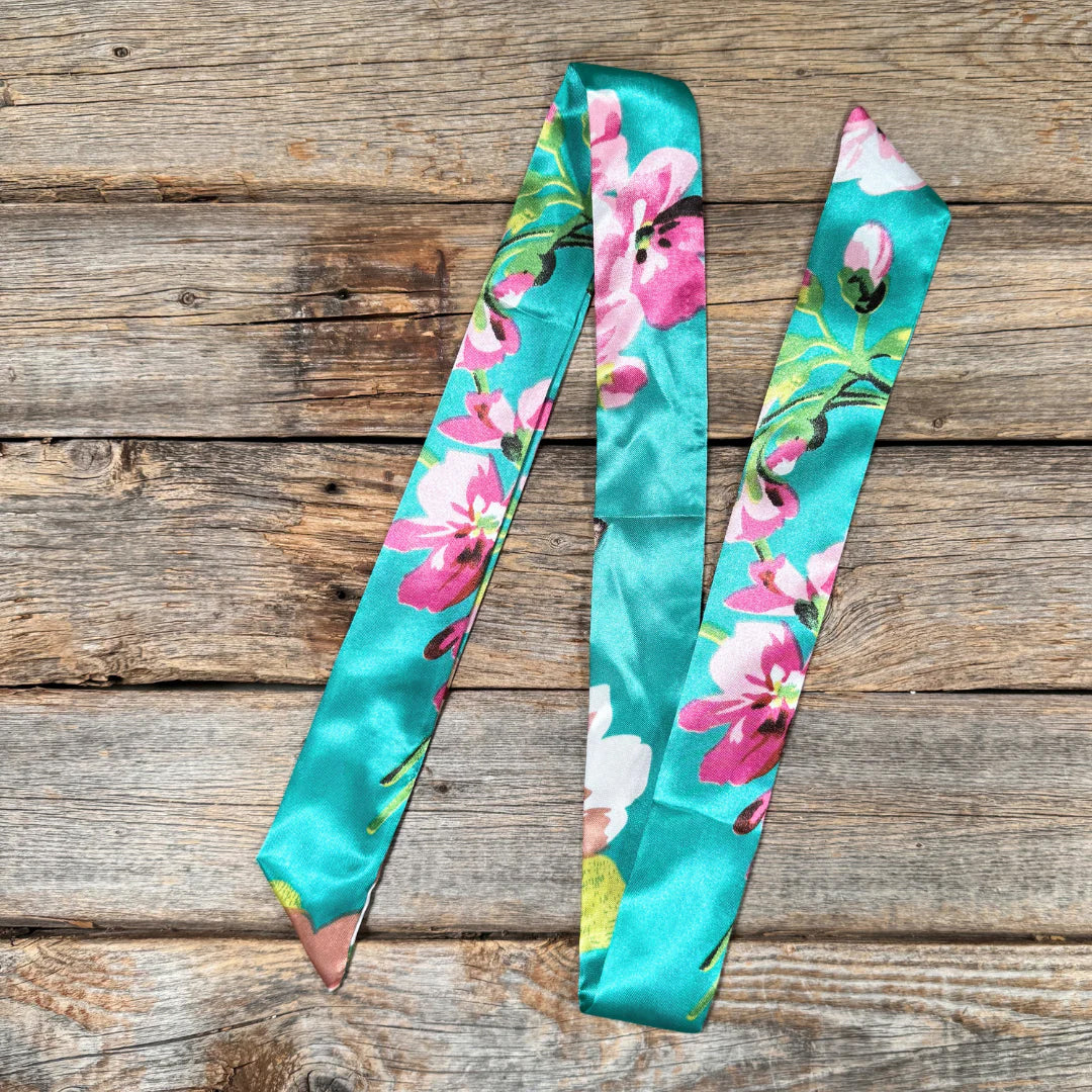 Rodeo Drive Turquoise and Pink Floral Twilly