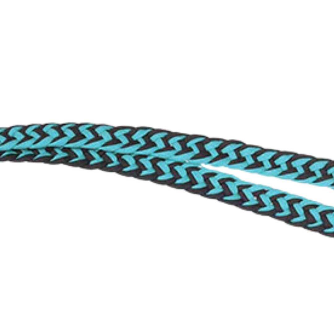 Tough1 Deluxe Knotted Cord Roping Reins- Turquoise/Black