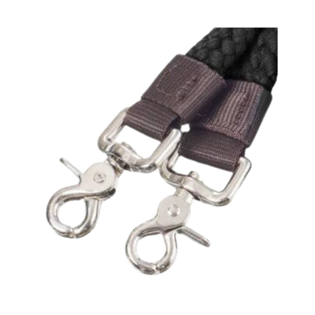 Tough1 Pro Flat Cotton Roping Reins- Black