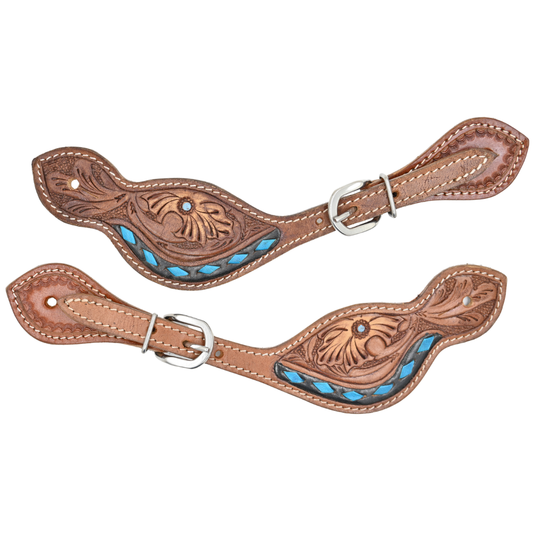 Tough 1 Turquoise Buckstitch Spur Straps
