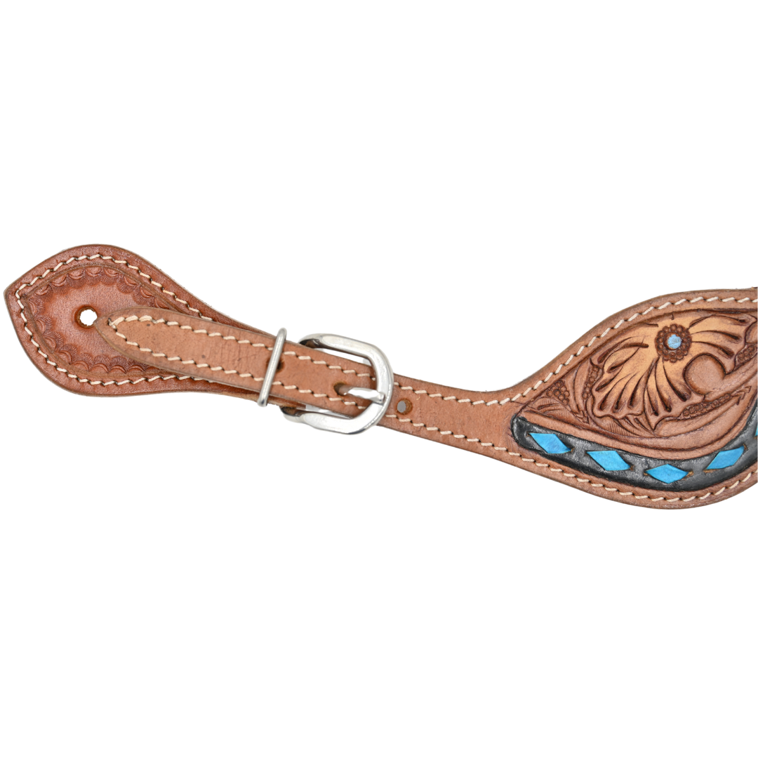 Tough 1 Turquoise Buckstitch Spur Straps