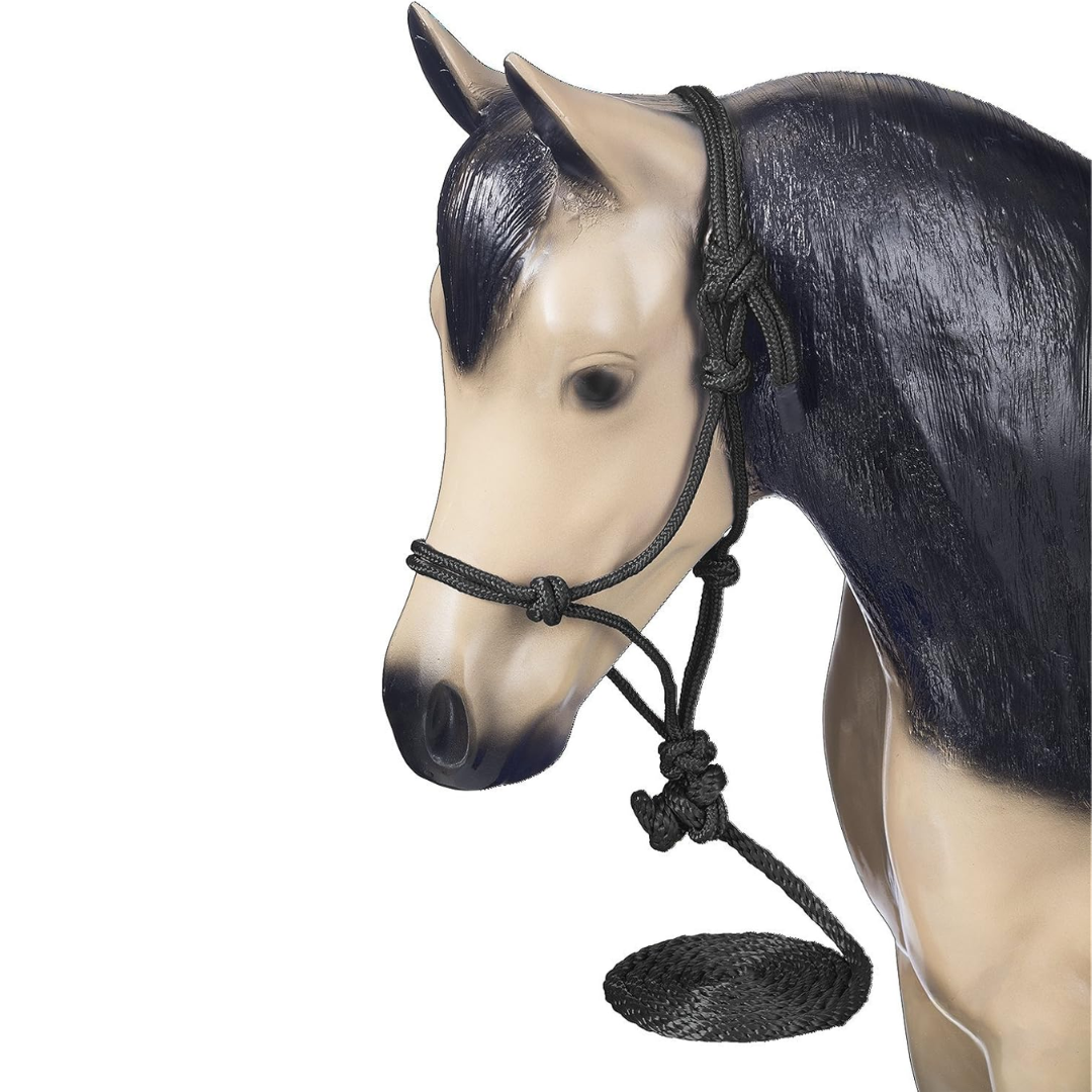 Tough 1 Mini Rope Halter with Lead Rope- Black