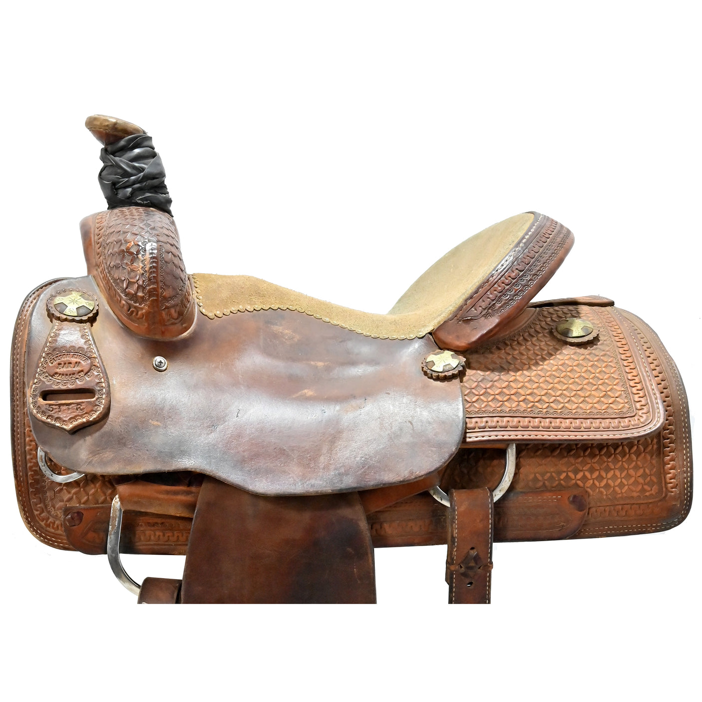 Used 15" Carson River Bar M Team Roping Saddle