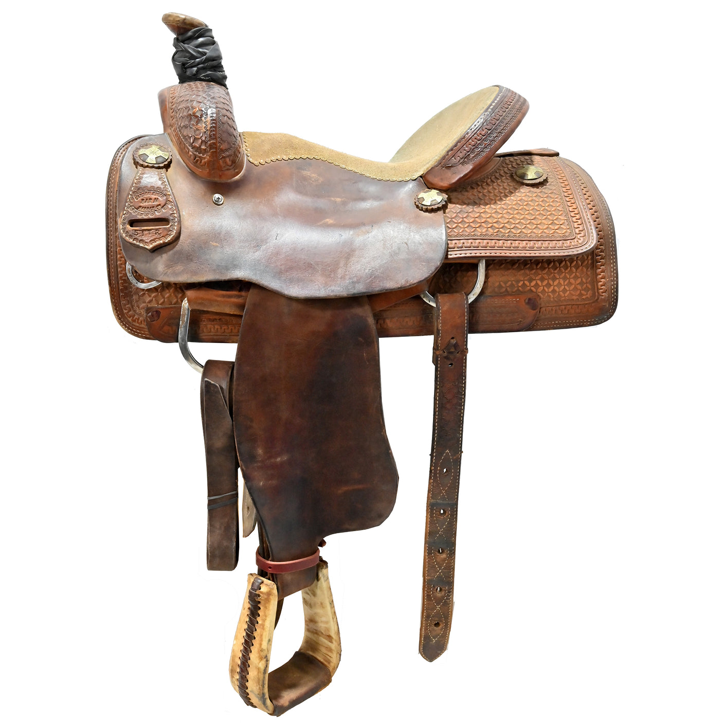 Used 15" Carson River Bar M Team Roping Saddle