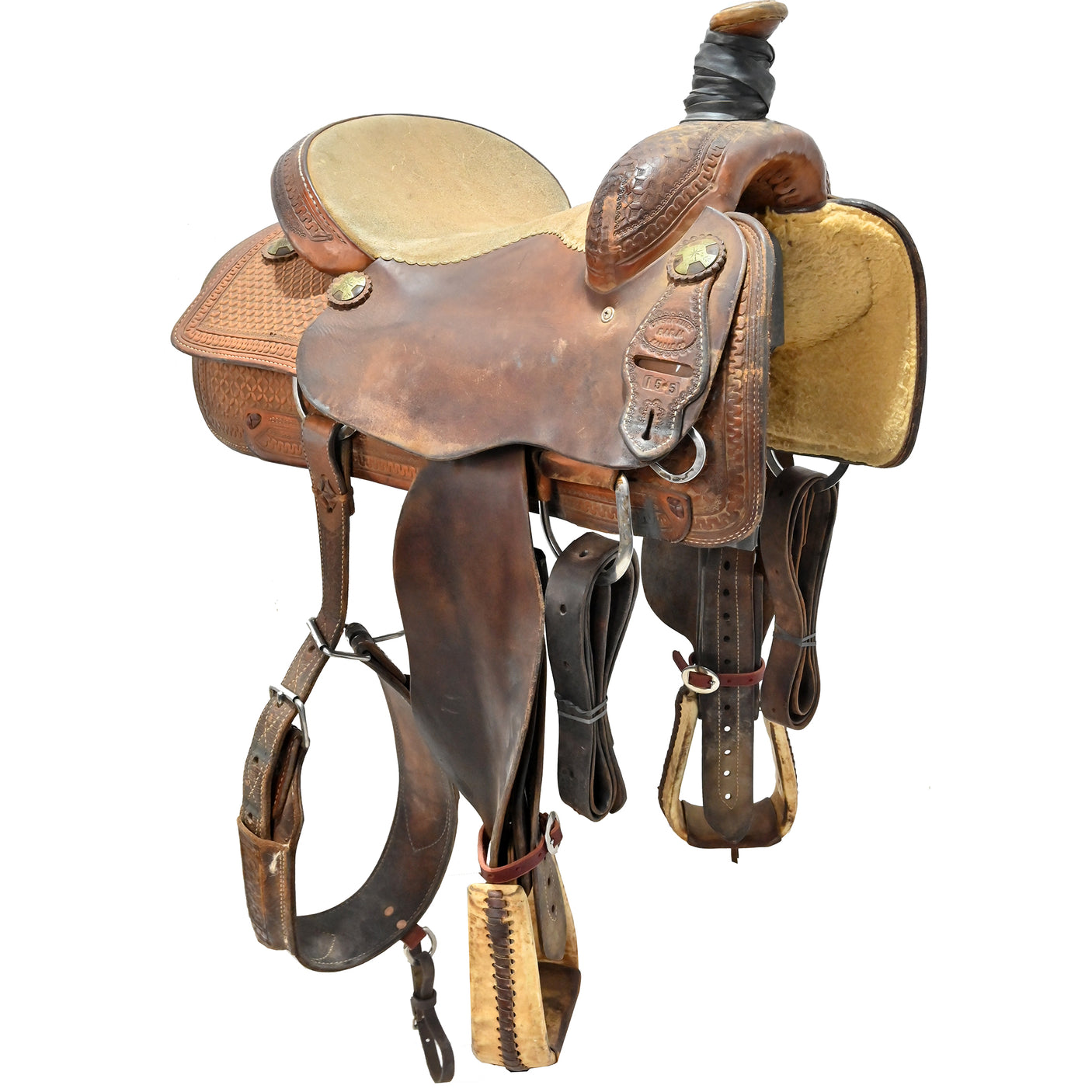 Used 15" Carson River Bar M Team Roping Saddle