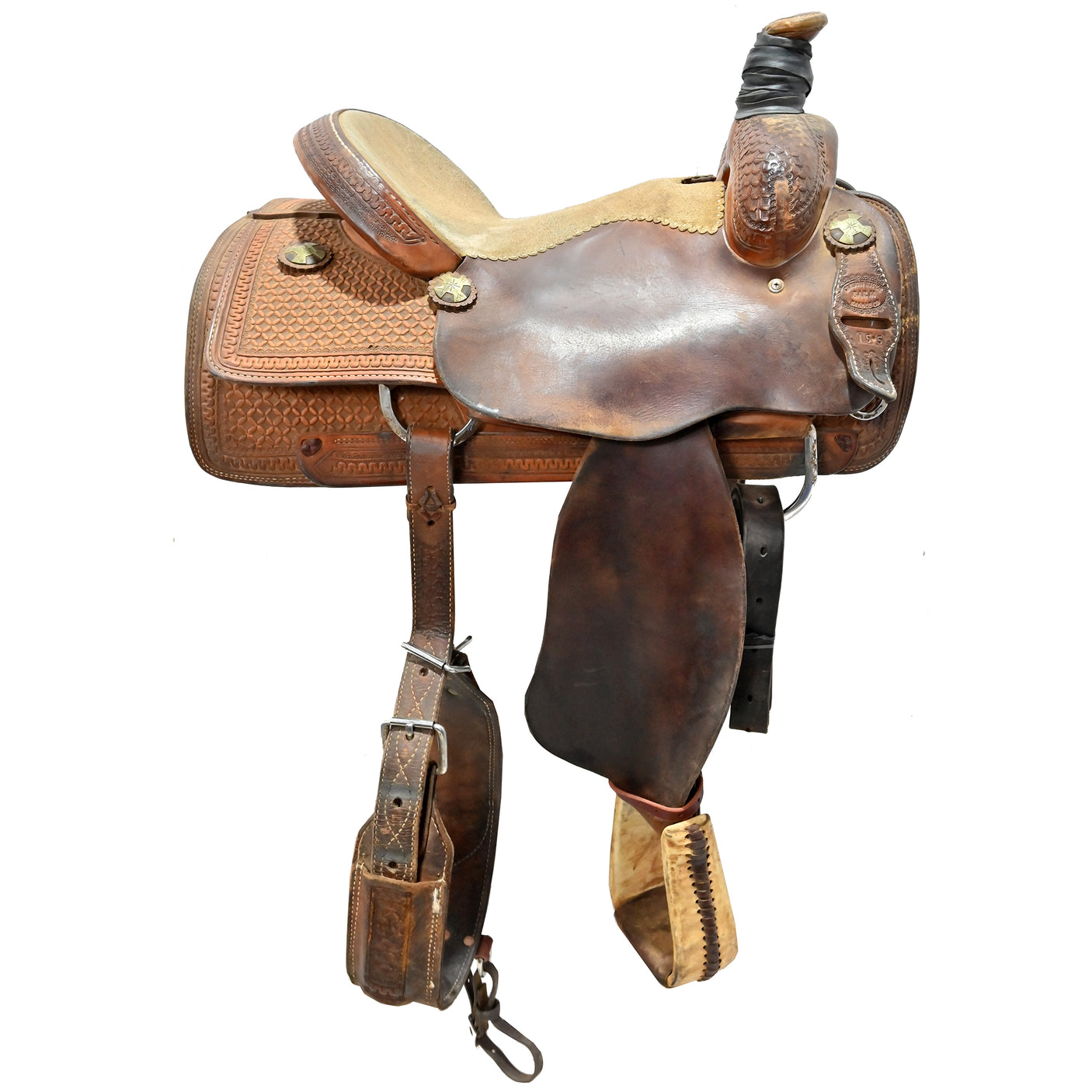 Used 15" Carson River Bar M Team Roping Saddle