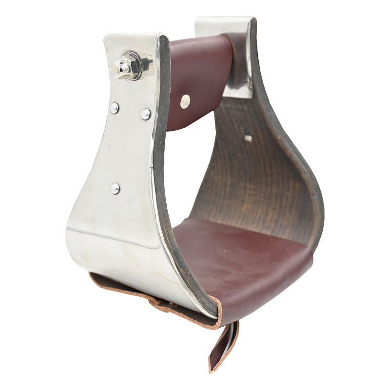 Partrade Open Range 5 1/4" Stainless Steel Covered Wooden Stirrups