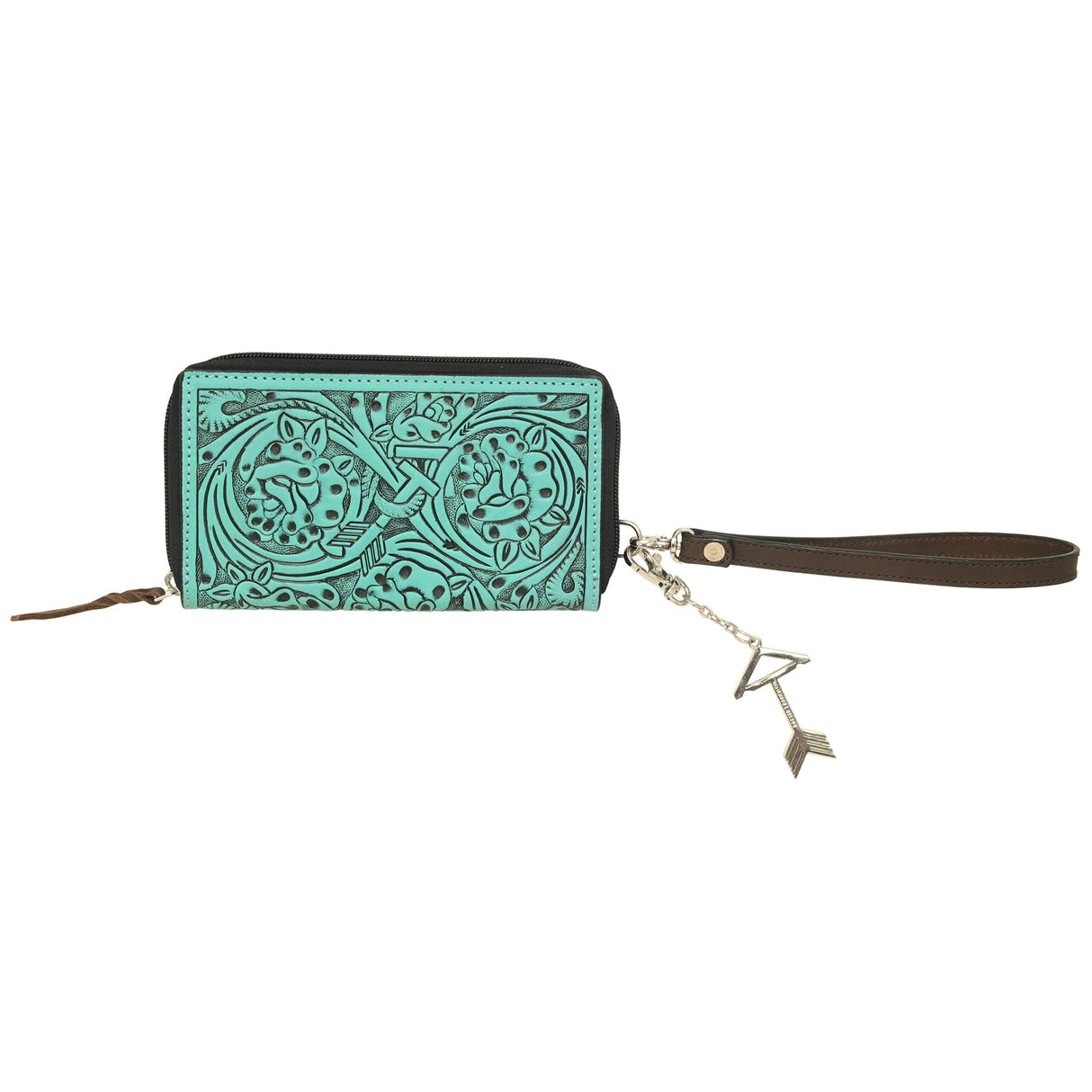 Rafter T Ranch Co. Turquoise Tooled Ladies Wallet with Wrist Strap