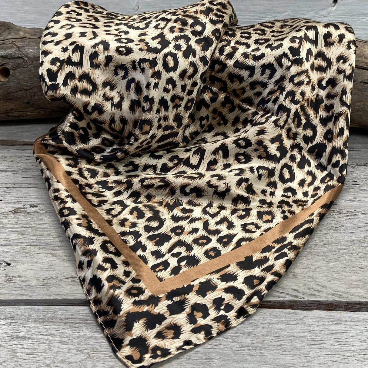 Rodeo Drive 35"x35" Tan Leopard Wild Rag