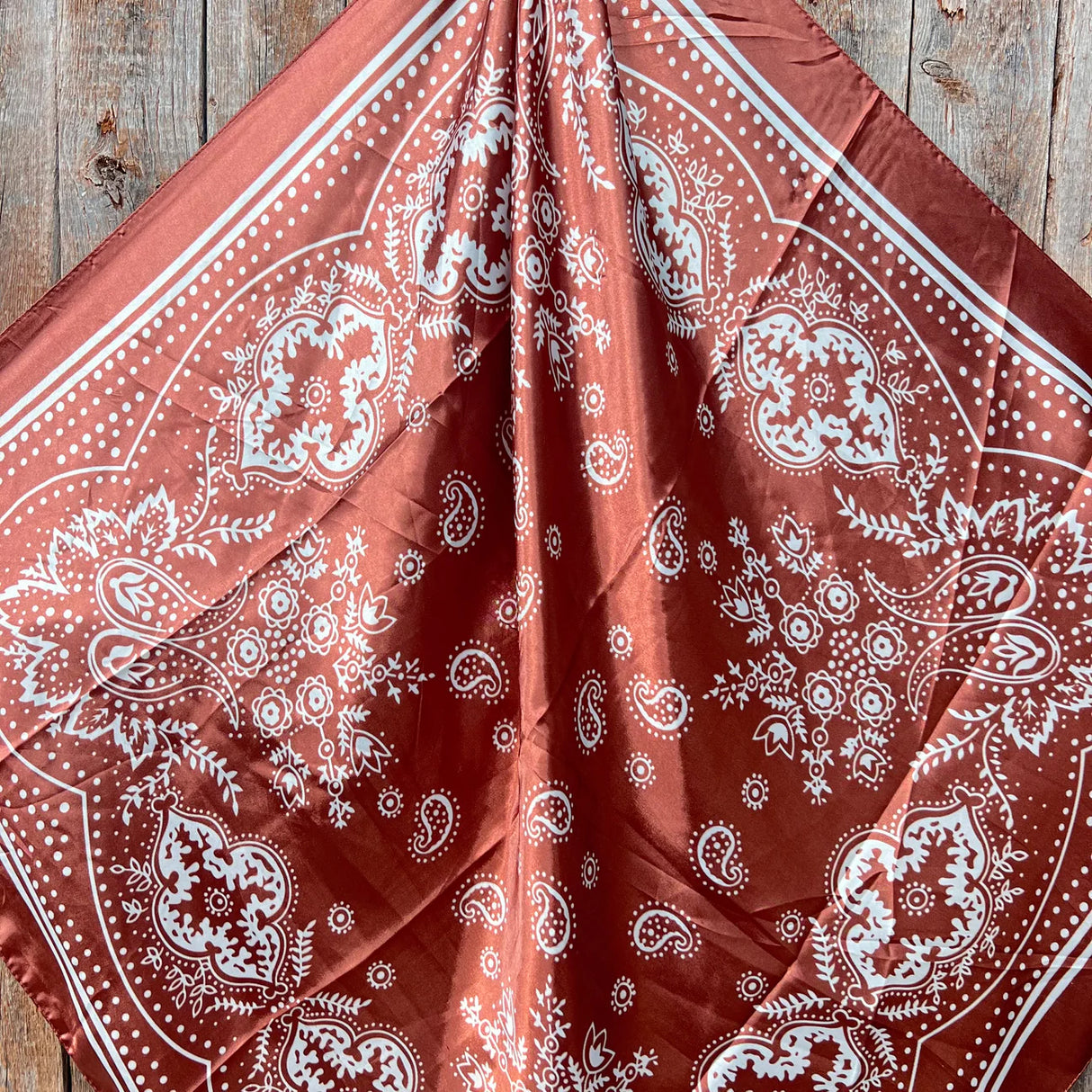 Rodeo Drive 35"x35" Copper Floral Paisley Wild Rag