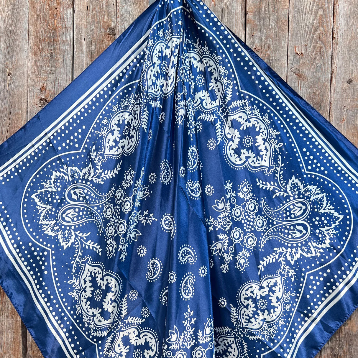 Rodeo Drive 35"x35" Navy Floral Paisley Patterned Wild Rag