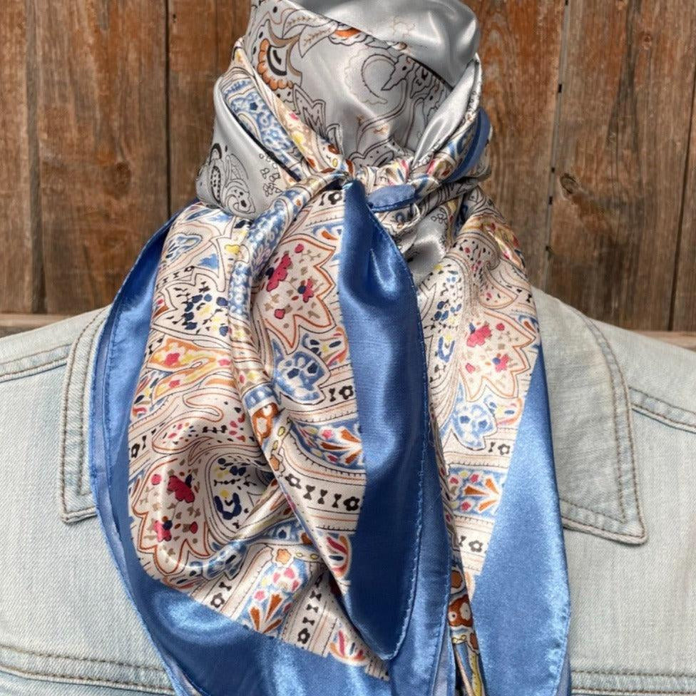 Rodeo Drive 35"x35" Blue Floral Wild Rag