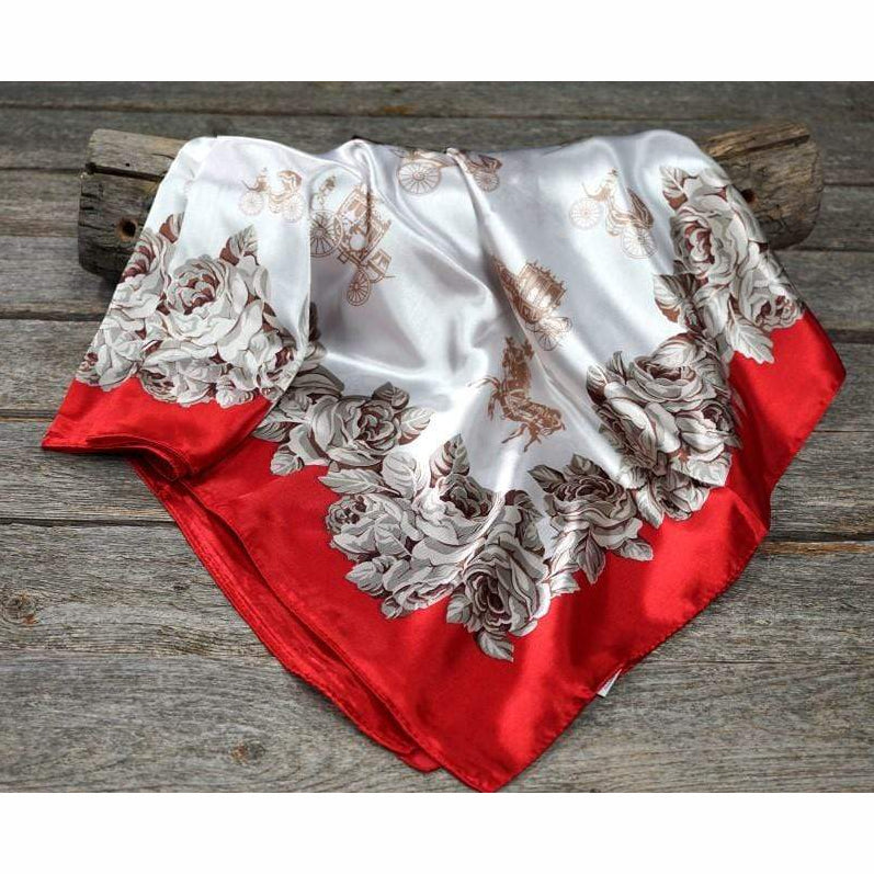Rodeo Drive 35"x35" Red and Wine Floral Wild Rag