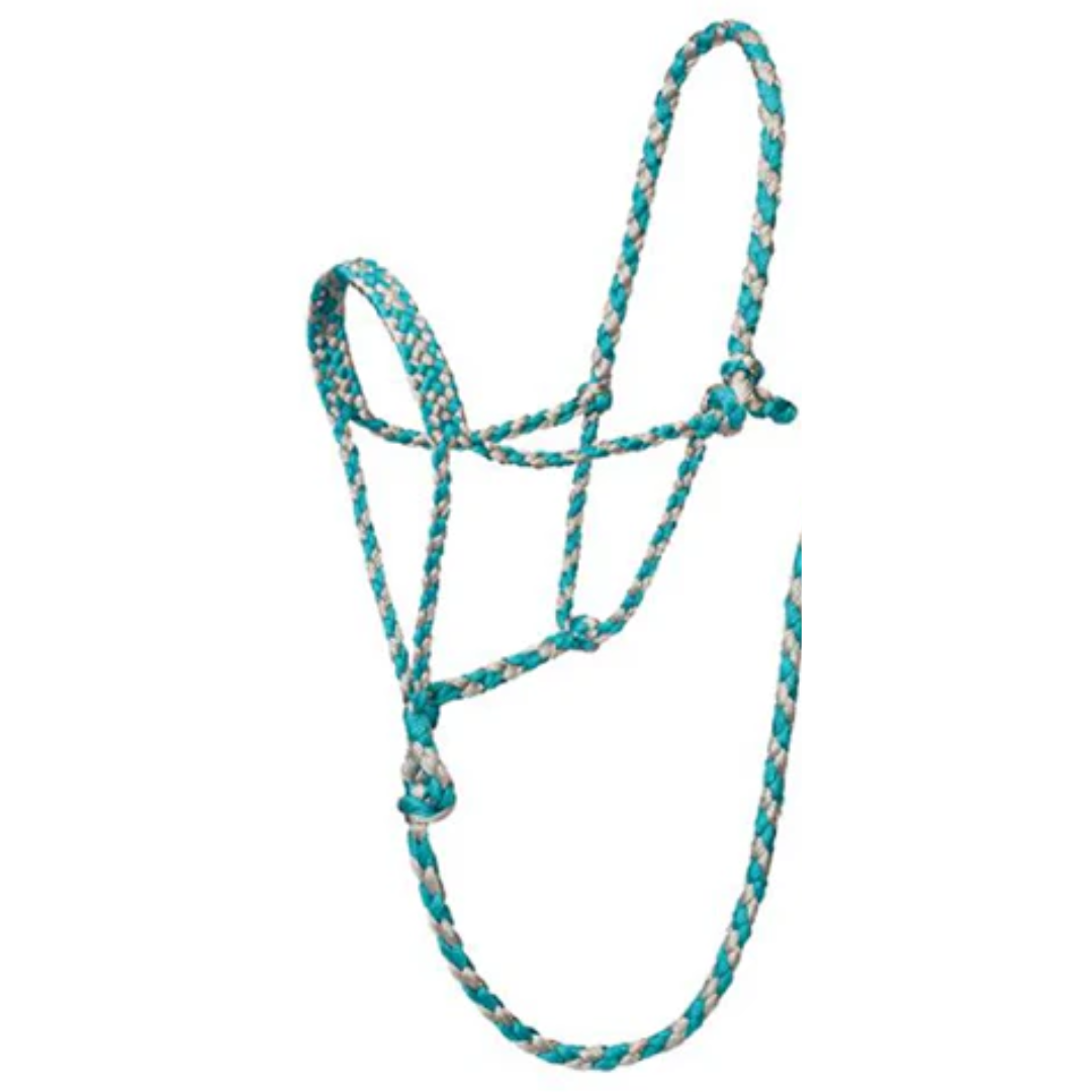 Weaver Leather Turquoise and Grey Braided Rope Halter with 10' Lead