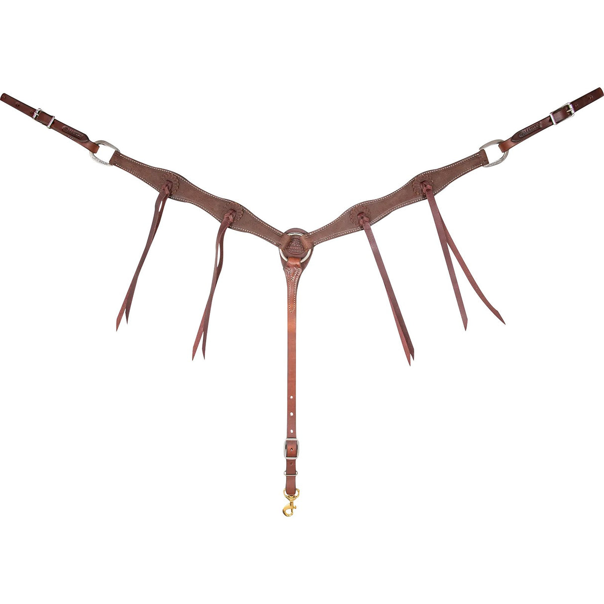 Martin Saddlery 1.5" Chocolate Roughout Breast Collar with Rosettes and Strings