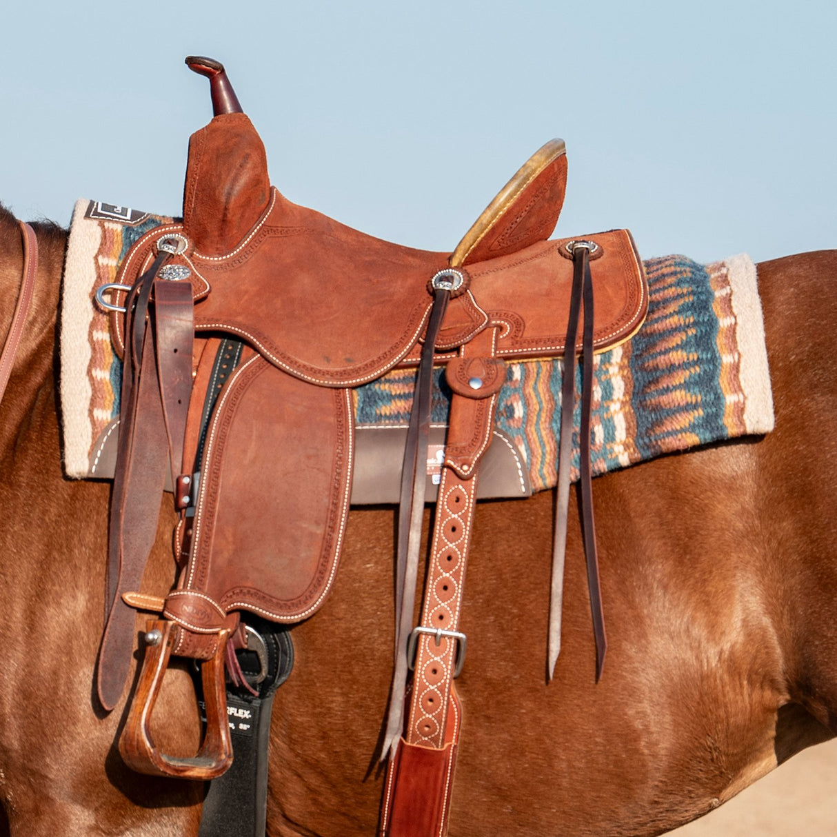 Classic Equine 32"X34" 1/2" Blanket Top Saddle Pad- Latte/Chestnut