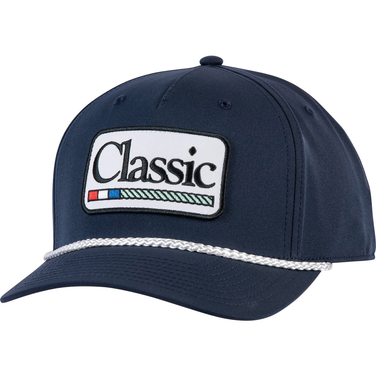 Classic Ropes Navy 5 Panel Snapback Cap with Patch