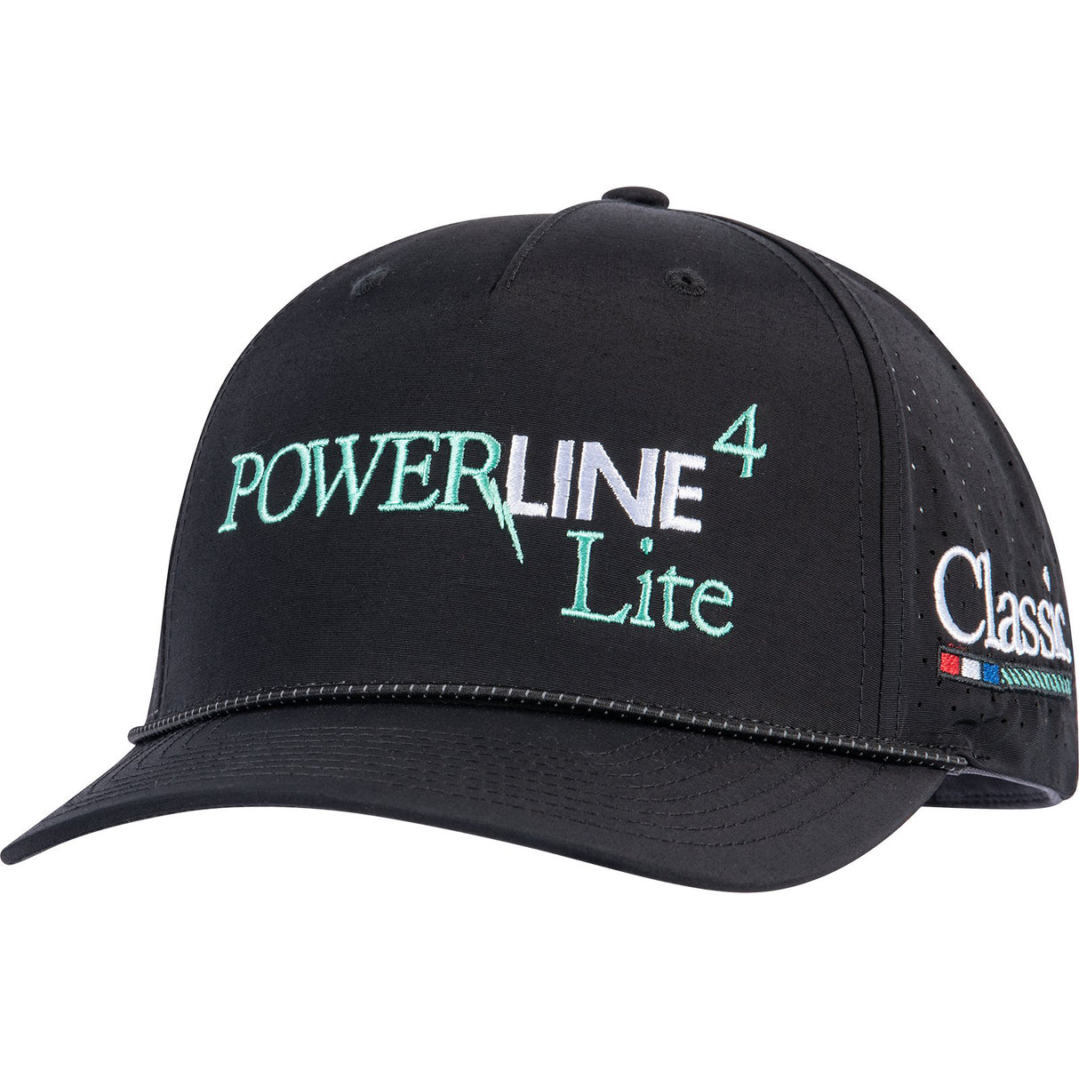 Classic Ropes Black Performance Snapback Cap with Powerline Lite Embroidered Logo