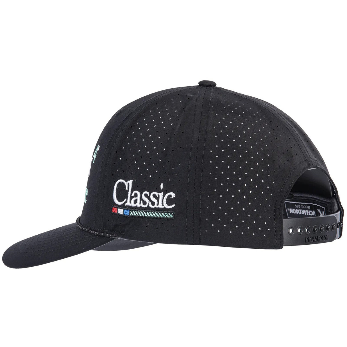 Classic Ropes Black Performance Snapback Cap with Powerline Lite Embroidered Logo
