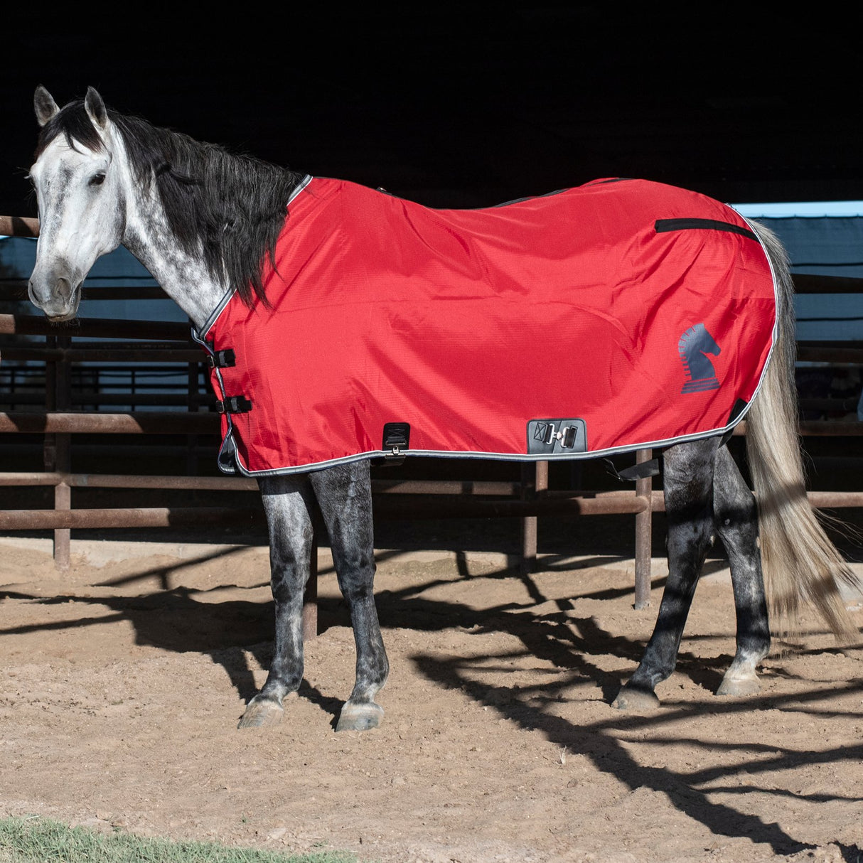 Classic Equine Open Front Nylon Stable Sheet- Cardinal Red