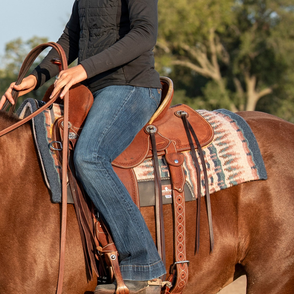 Classic Equine 3/4" ESP Contour Saddle Pad 32"x34"- Navy/Peacock