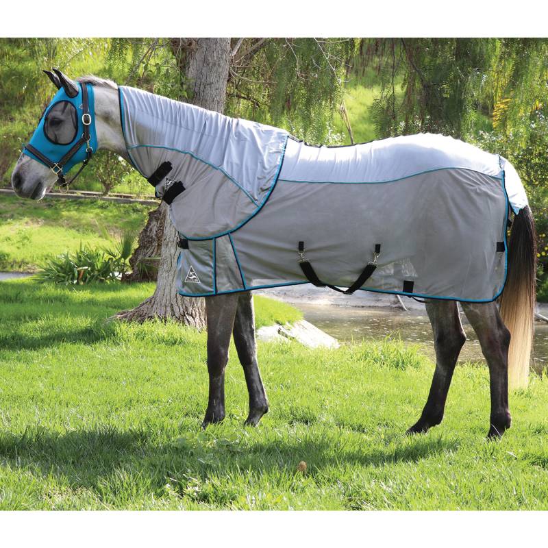 Professional's Choice Comfort Fit Fly Sheet- Charcoal/Pacific