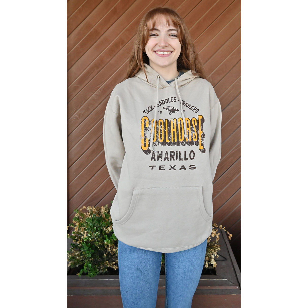 Coolhorse Unisex Logo Hoodie- Khaki